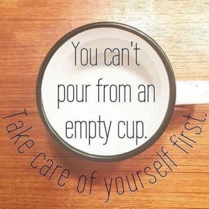 picture of cup and message about self-care